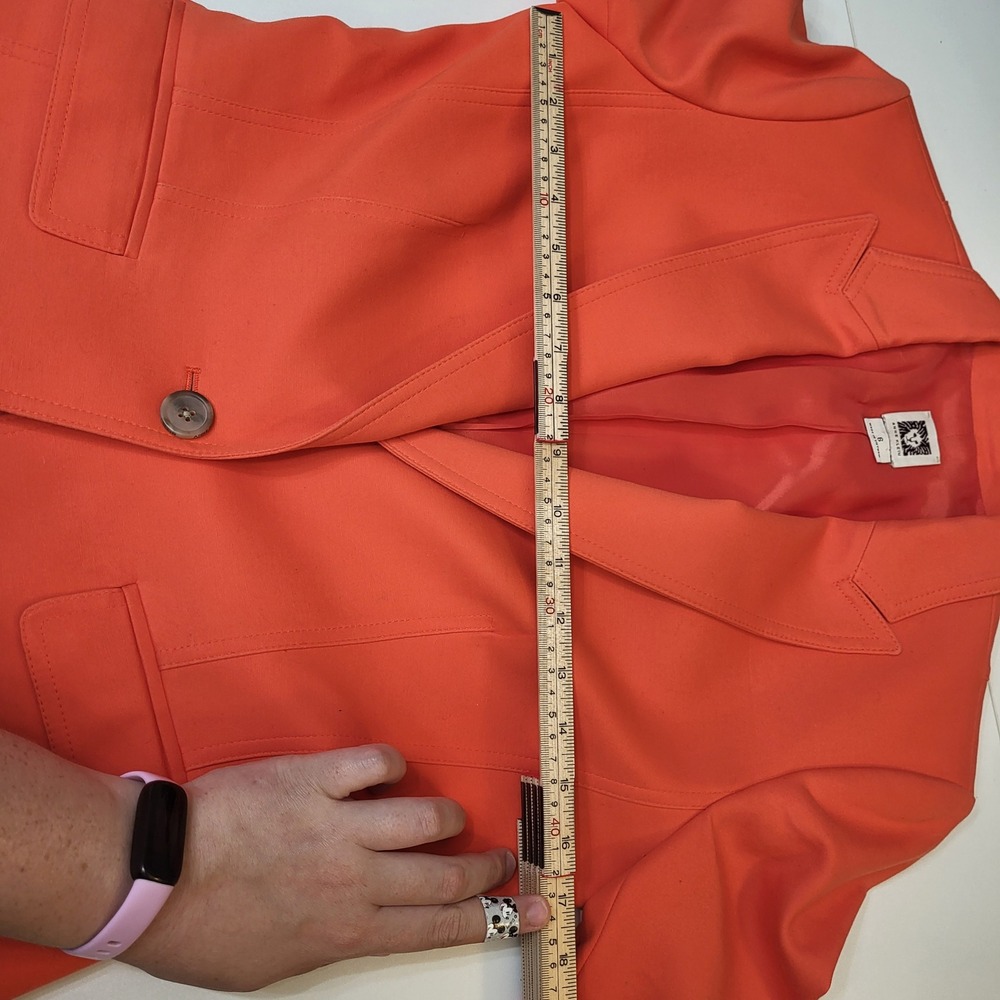 Anne Klein Womens Orange Tailored Blazer Jacket Size 6 Solid Professional - Picture 8 of 13